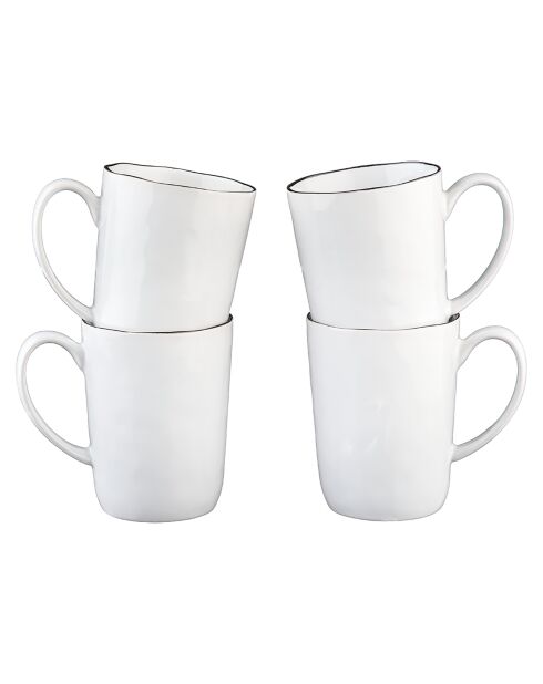 4 Mugs en Grès Pure blanc neige - 40 cL