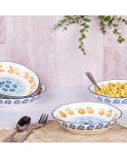 4 Assiettes creuses en Porcelaine Napoli multicolore - D.21,5 cm