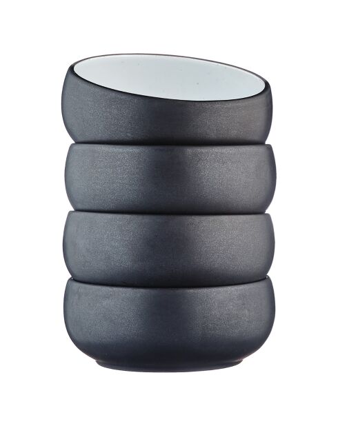 4 Bols en Grès Gourmet blanc granité/noir onyx - 35 cL