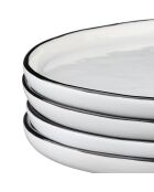 4 Assiettes en Grès Pure blanc neige -  D.21 cm