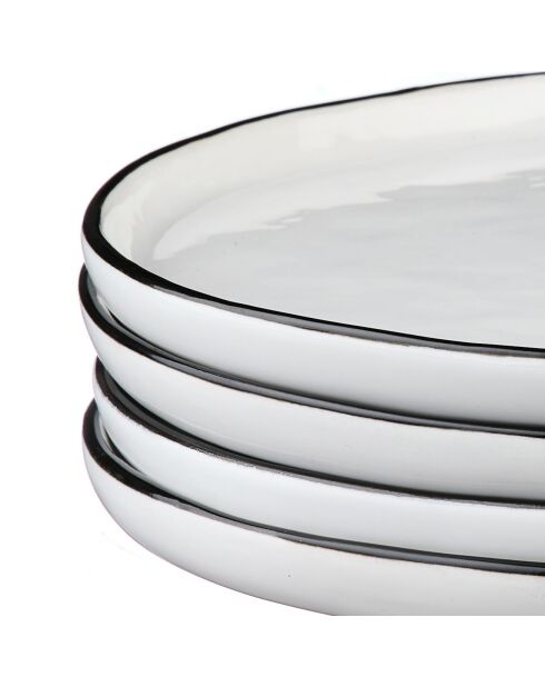 4 Assiettes en Grès Pure blanc neige -  D.21 cm