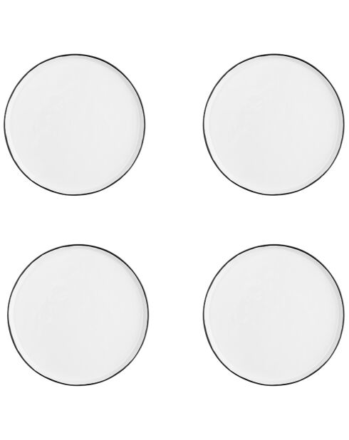 4 Assiettes en Grès Pure blanc neige -  D.21 cm
