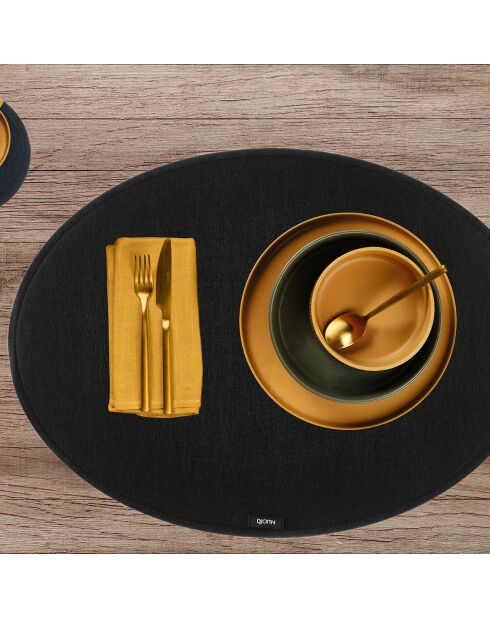 6 Sous-verres ronds noirs -  D.10 cm