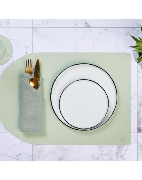 6 Sous-verres ronds réversibles rose/vert -  D.10 cm