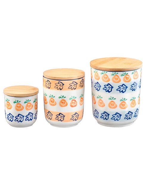 3 Bocaux de cuisine en Porcelaine Napoli multicolores -  41.5x21.5x20.2 cm