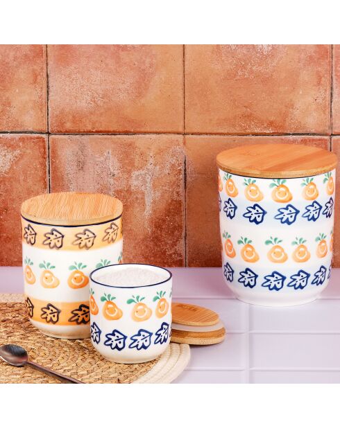 3 Bocaux de cuisine en Porcelaine Napoli multicolores -  41.5x21.5x20.2 cm