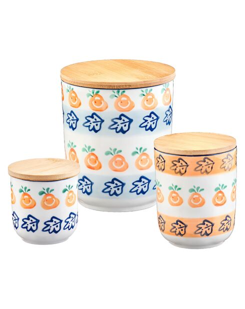 3 Bocaux de cuisine en Porcelaine Napoli multicolores -  41.5x21.5x20.2 cm
