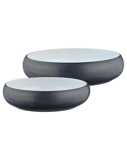 2 Gourmet-Obstkörbe aus Steinzeug Granit/schwarzer Onyx - 36,5 x 36,5 x 15,1 cm