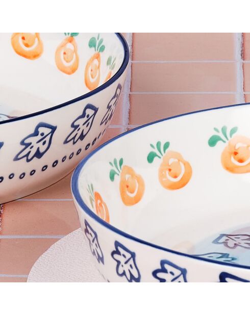 2 veelkleurige porseleinen fruitmanden van Napoli - 180 cL