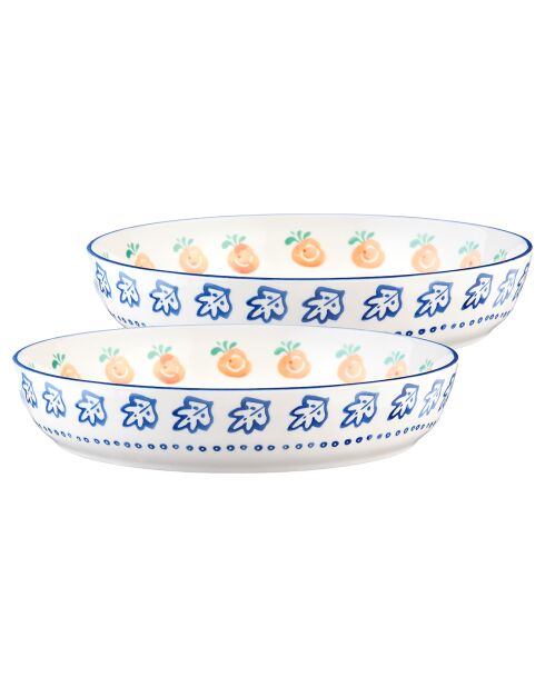 2 veelkleurige porseleinen fruitmanden van Napoli - 180 cL