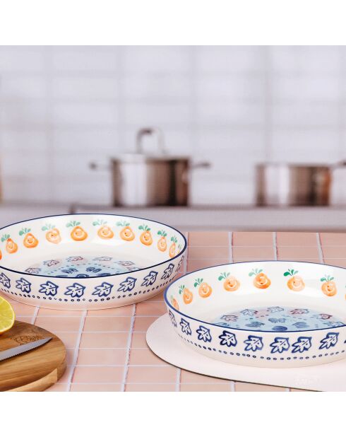 2 veelkleurige porseleinen fruitmanden van Napoli - 180 cL