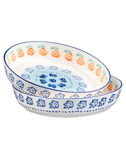 2 veelkleurige porseleinen fruitmanden van Napoli - 180 cL