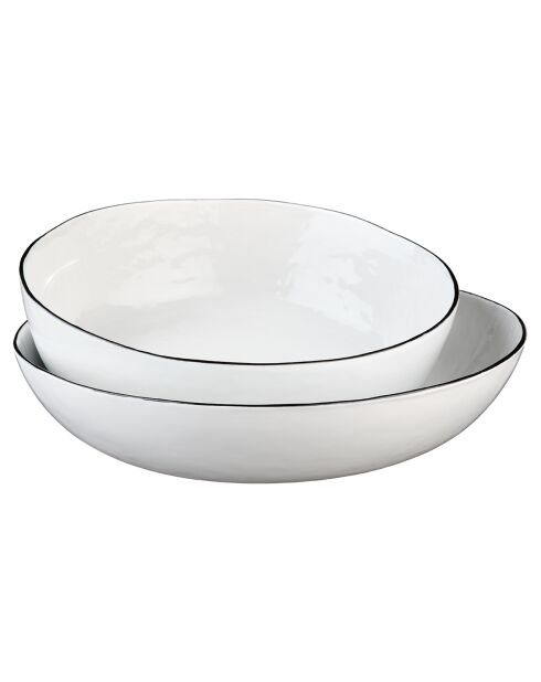 2 Corbeilles à fruit en Grès Pure blanc neige -  40.5x17x41.5 cm