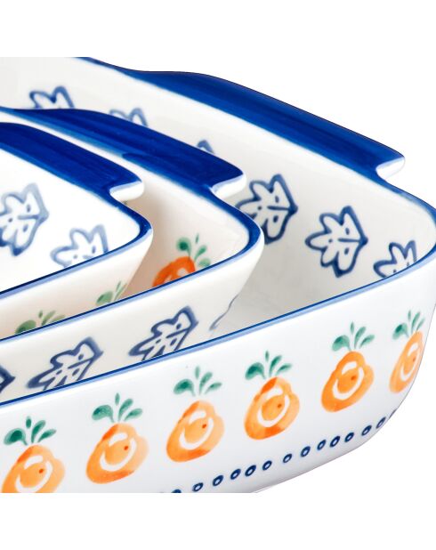 3 Plats à four en Porcelaine Napoli multicolores -  55.3x38.2x20.5 cm