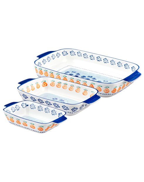 3 Plats à four en Porcelaine Napoli multicolores -  55.3x38.2x20.5 cm
