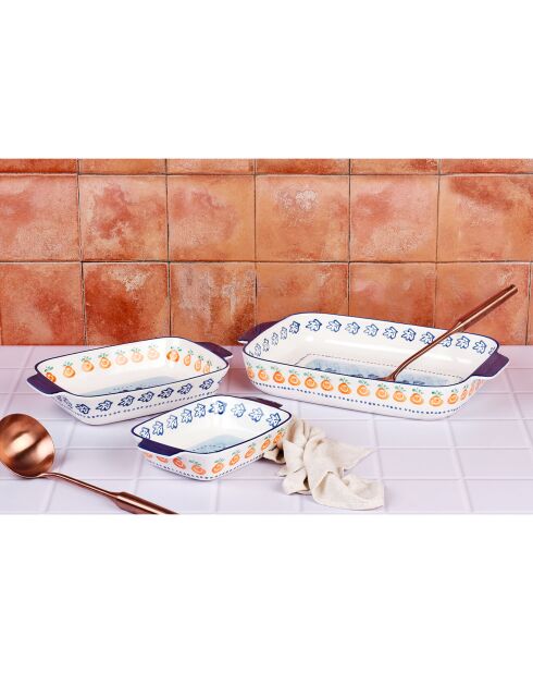3 Plats à four en Porcelaine Napoli multicolores -  55.3x38.2x20.5 cm