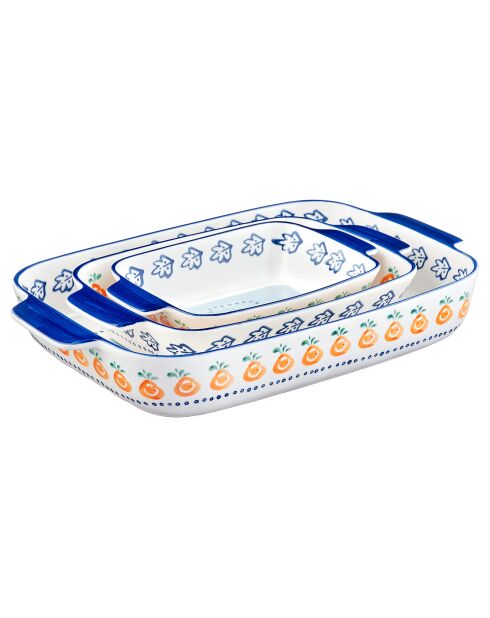3 Plats à four en Porcelaine Napoli multicolores -  55.3x38.2x20.5 cm
