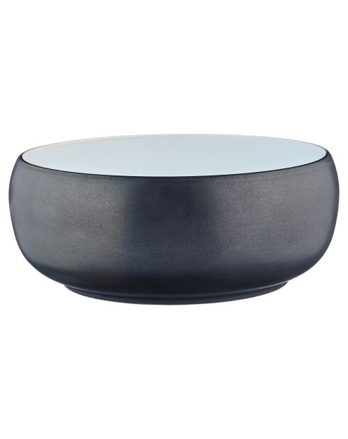 2 Saladiers en Grès Gourmet blanc granité/noir onyx -  40.5x40.5x20.5 cm