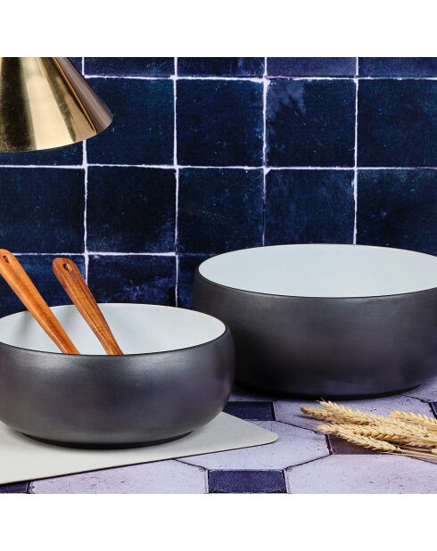 2 insalatiere Gourmet in gres granito bianco/onice nera - 40,5x40,5x20,5 cm