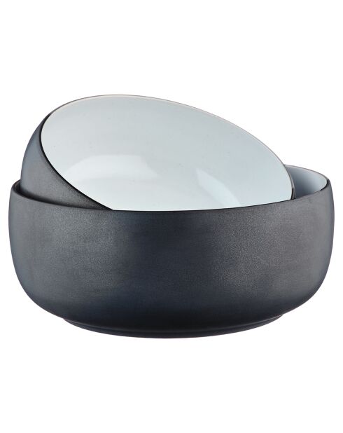 2 insalatiere Gourmet in gres granito bianco/onice nera - 40,5x40,5x20,5 cm