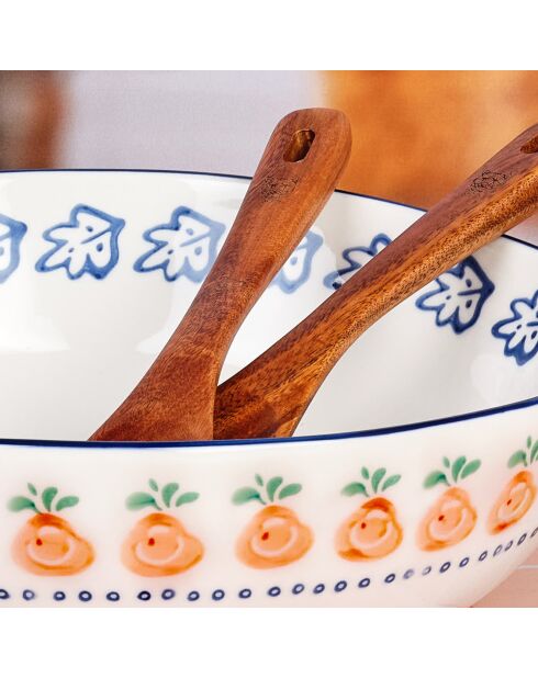 2 insalatiere multicolori in porcellana Napoli - 35x17,7x35,3 cm