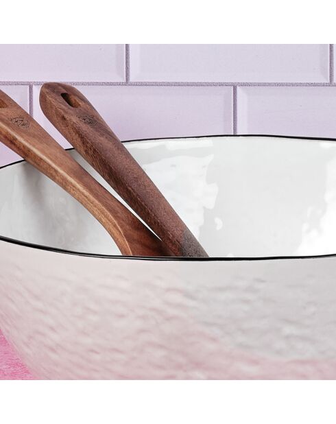 2 insalatiere bianche come la neve in gres puro - 38x16,5x39 cm