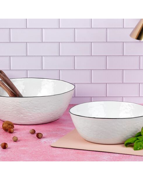 2 insalatiere bianche come la neve in gres puro - 38x16,5x39 cm