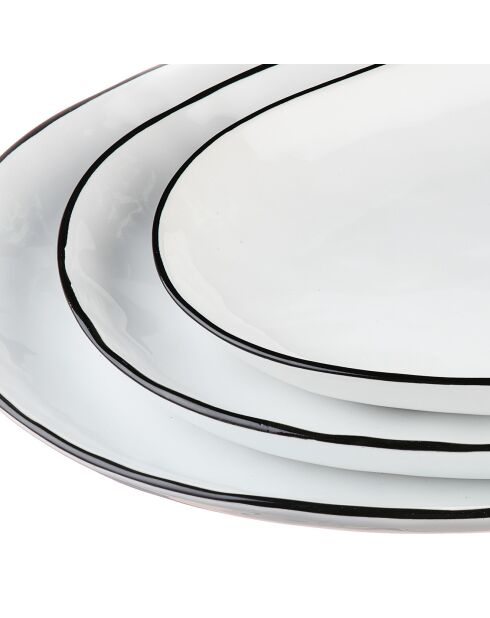 3 vassoi da portata in gres puro bianco come la neve - 48,5x11x36,5 cm