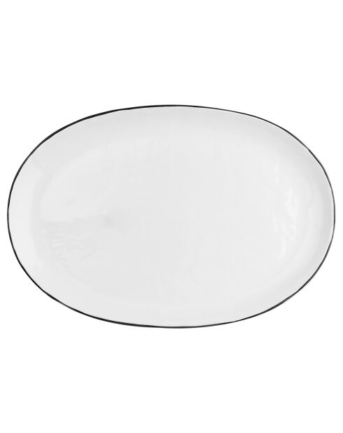 3 vassoi da portata in gres puro bianco come la neve - 48,5x11x36,5 cm