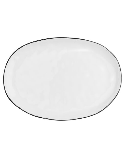 3 vassoi da portata in gres puro bianco come la neve - 48,5x11x36,5 cm