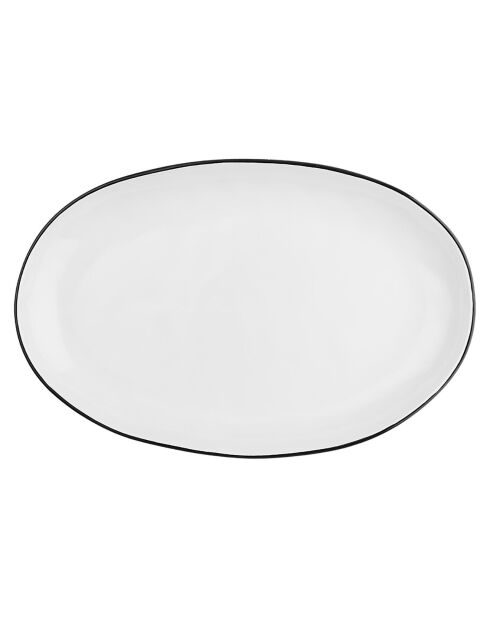 3 vassoi da portata in gres puro bianco come la neve - 48,5x11x36,5 cm