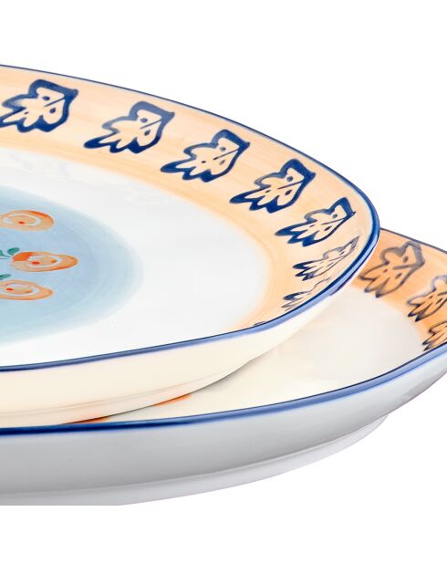 2 vassoi da servizio in porcellana Napoli multicolore - 30x30x2,8 cm