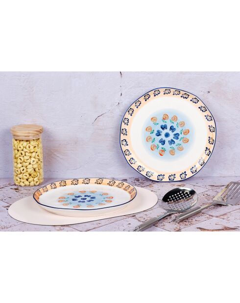 2 Plateaux de service en Porcelaine Napoli multicolores -  30x30x2.8 cm