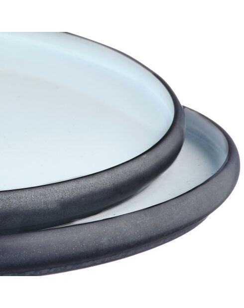 2 vassoi da servizio gourmet in granito/onice nero in arenaria - 33x33x3 cm