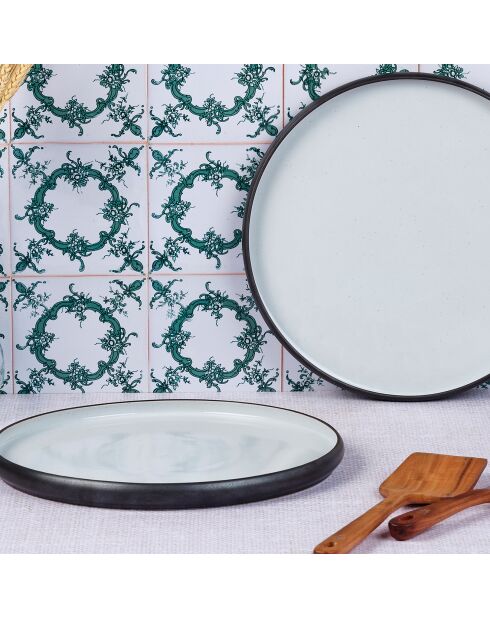 2 vassoi da servizio gourmet in granito/onice nero in arenaria - 33x33x3 cm