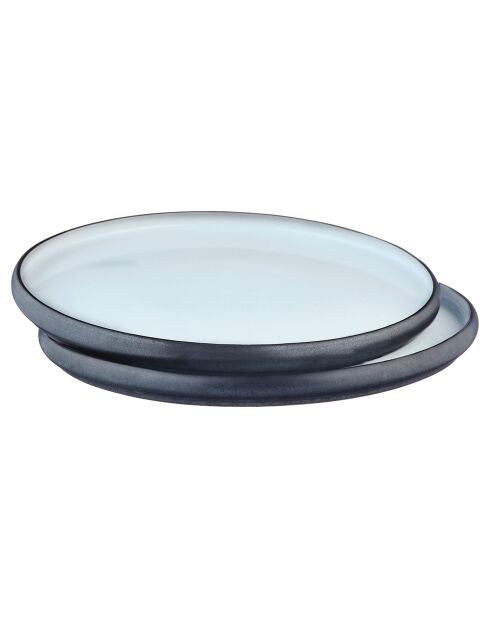 2 vassoi da servizio gourmet in granito/onice nero in arenaria - 33x33x3 cm