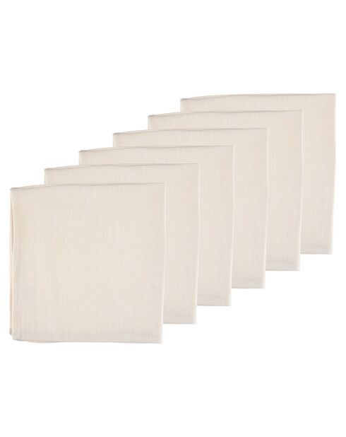 6 Serviettes de table blanc crème -  40x40 cm