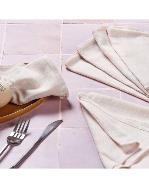 6 cremeweiße Servietten - 40x40 cm