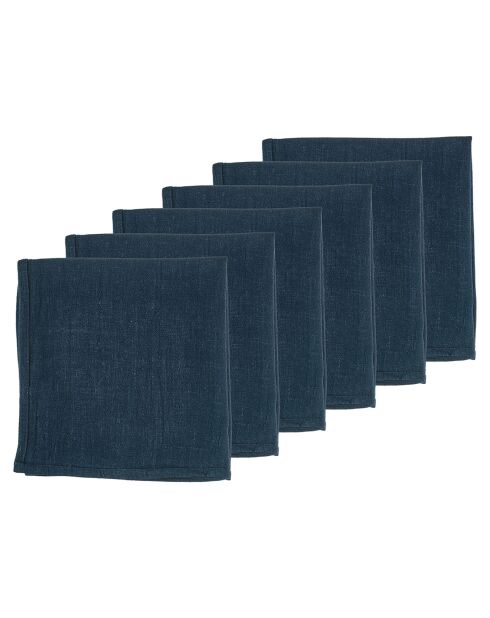 6 Serviettes de table bleu nuit -  40x40 cm