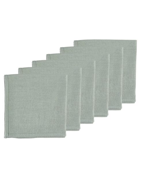 6 Serviettes de table vert pâle -  40x40 cm