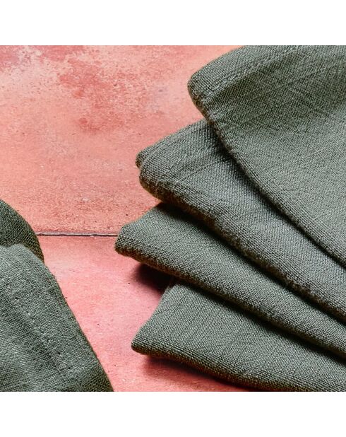 6 tannengrüne Servietten - 40x40 cm