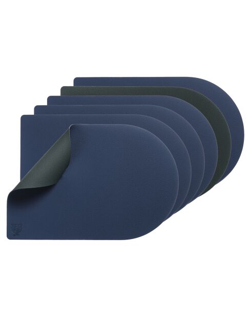 6 Sets de table rectangovales réversibles bleu/gris -  44.5x30x0.18 cm