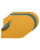 6 Sets de table rectangovales réversibles jaune moutarde/vert sapin -  44.5x30x0.18 cm