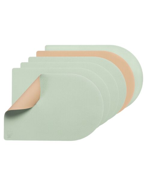 6 Sets de table rectangovales réversibles rose/vert -  44.5x30x0.18 cm