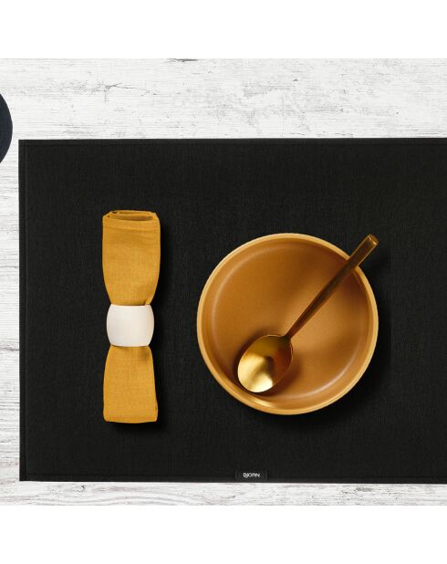 6 Sets de table rectangulaires noirs -  45x33x0.3 cm