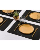 6 Sets de table rectangulaires noirs -  45x33x0.3 cm