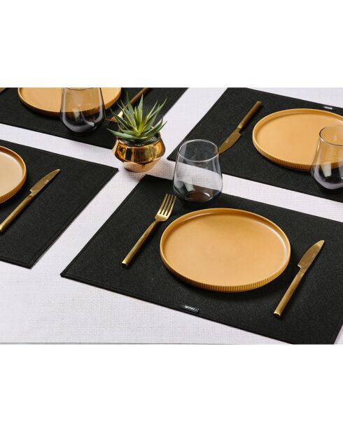 6 Sets de table rectangulaires noirs -  45x33x0.3 cm