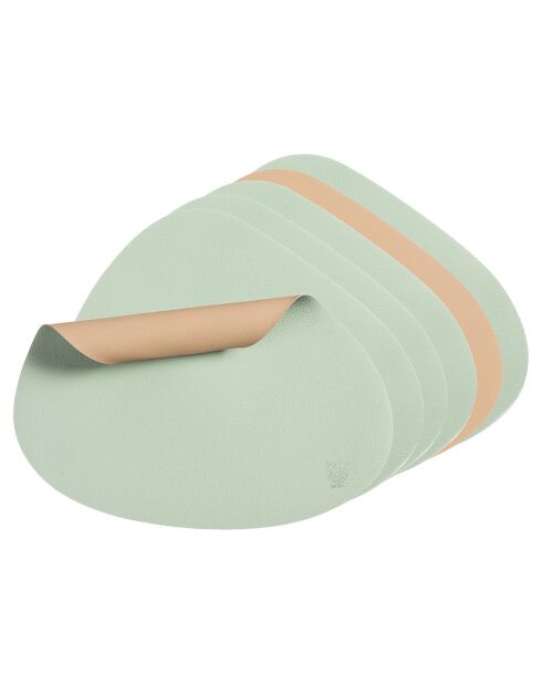 6 Sets de table curves réversibles rose/vert -  44x37x0.18 cm