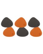 6 Sous-verres curves réversibles orange/chocolat -  13x11x0.18 cm