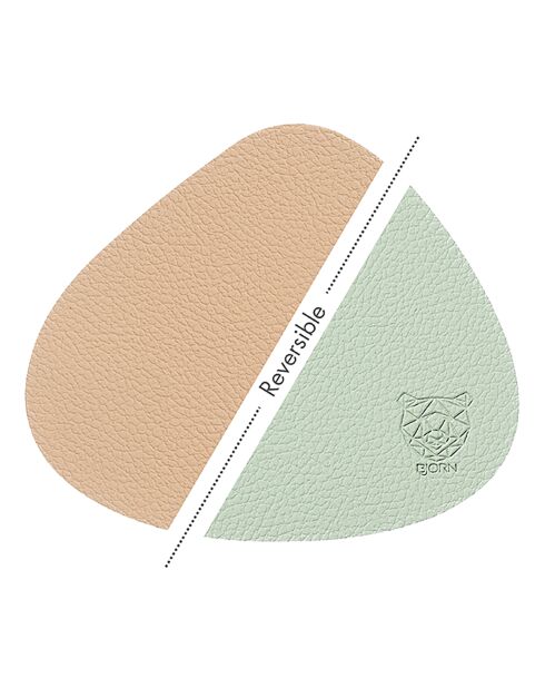 6 Sous-verres curves réversibles rose/vert -  13x11x0.18 cm